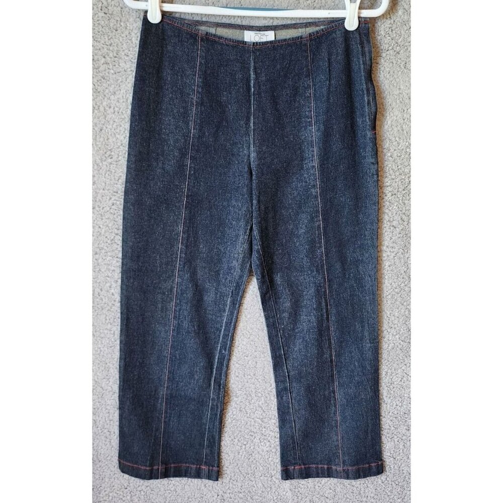 Vtg Y2K Ann Taylor LOFT Stretch Denim Capri Jeans Lightweight Cotton Blend Sz 4